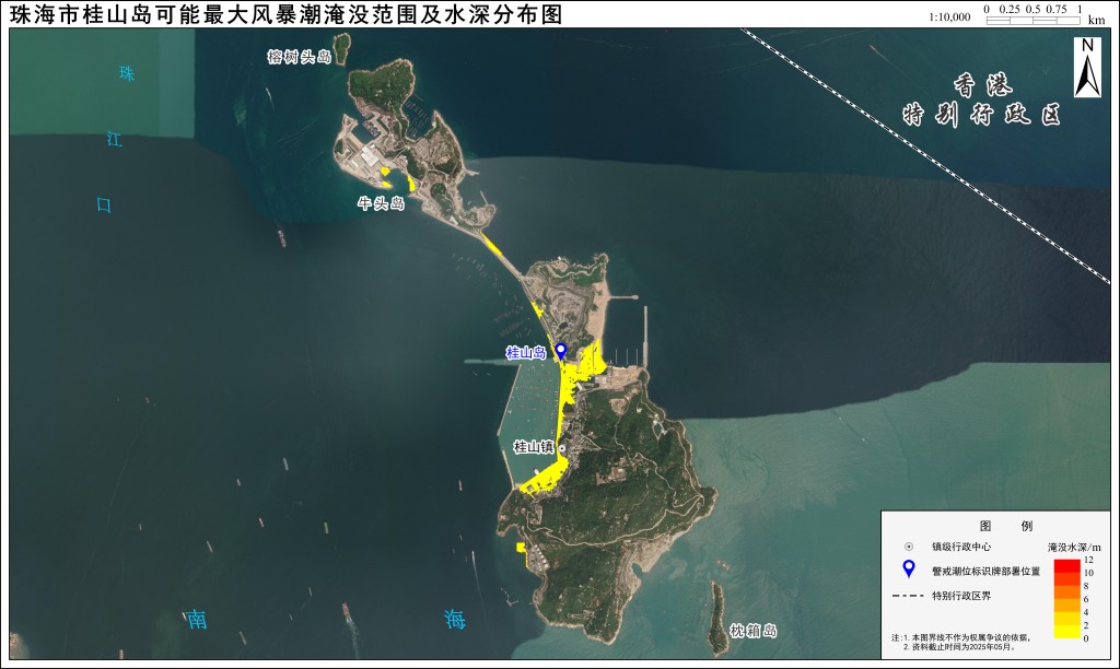 可能最大淹没范围及水深分布图