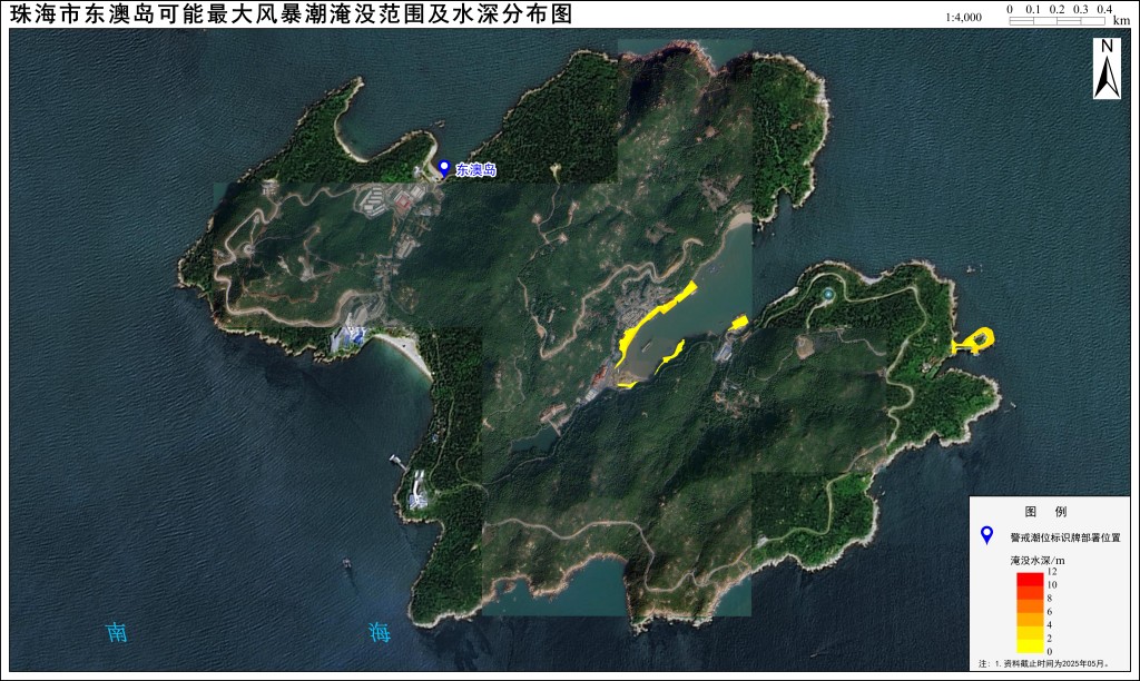 可能最大淹没范围及水深分布图